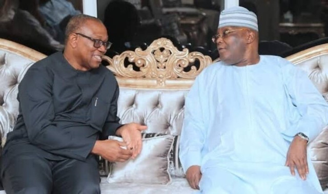 L-R: Labour Party Presidential Candidate, Peter Obi and his counterpart of the Peoples Democratic Party, Atiku Abubakar